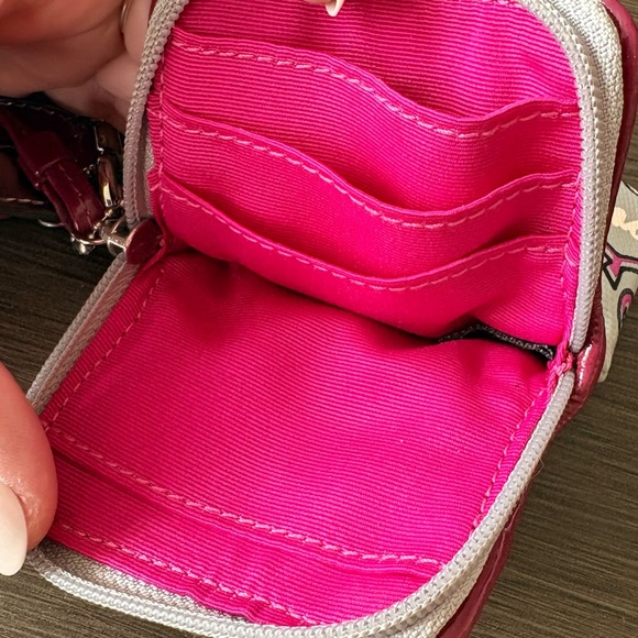 Coach Poppy Hearts Vertical Phone Wristlet Pink Gray 2011
